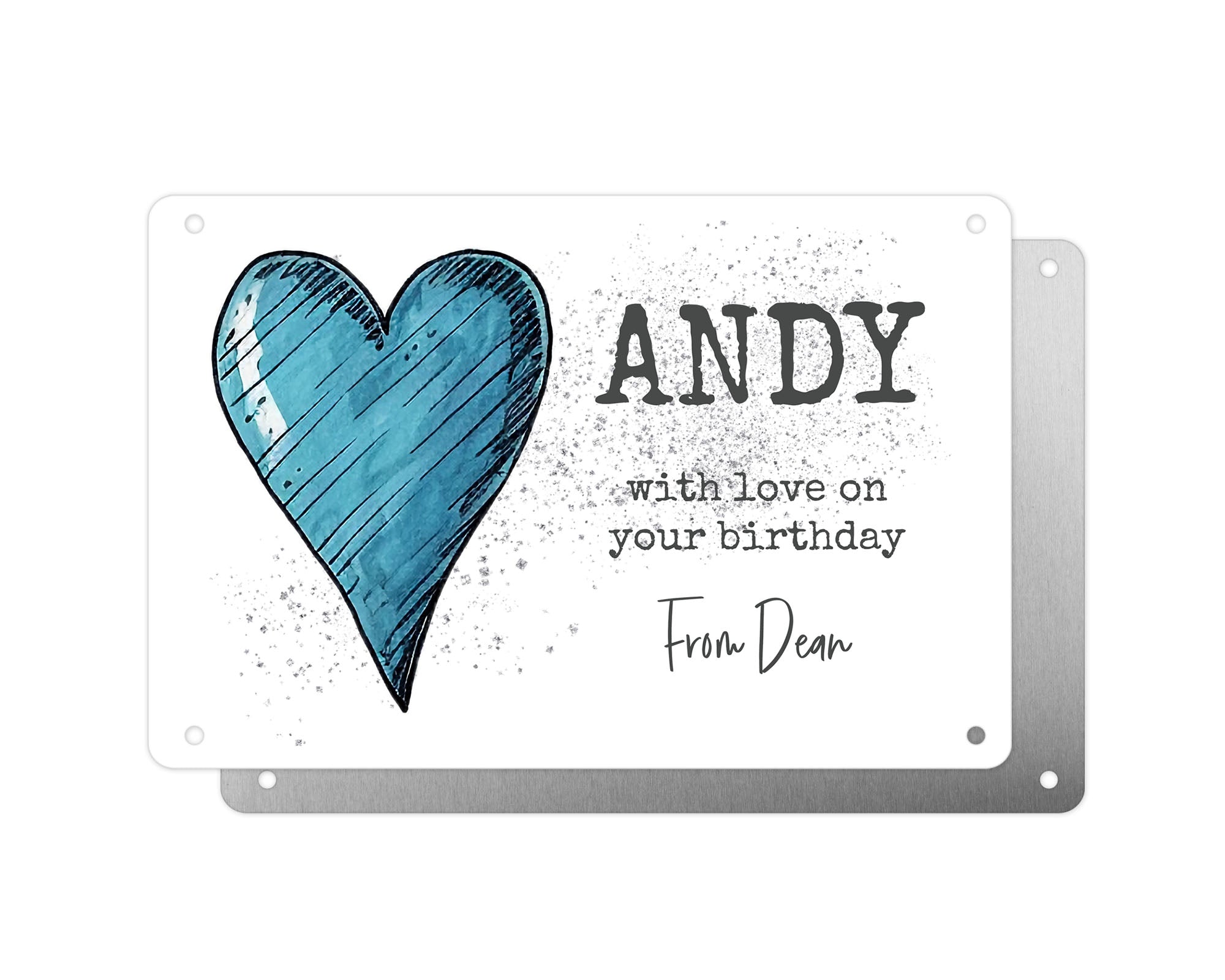 Personalised Graveside Plaque, Aluminium Bereavement Sheet, Metal Sign, Blue Heart, Remembrance Gift