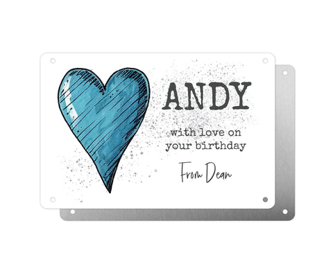 Personalised Graveside Plaque, Aluminium Bereavement Sheet, Metal Sign, Blue Heart, Remembrance Gift