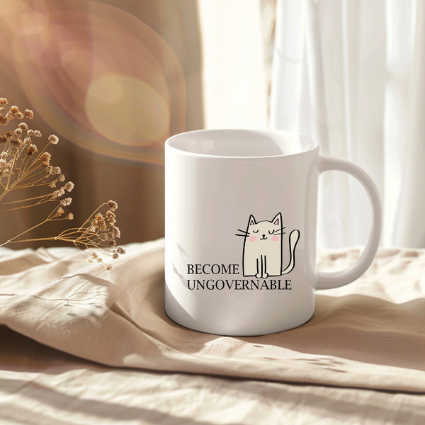 Become Ungovernable, Funny Birthday Gift with Cat Design, Personalised Joke Mug