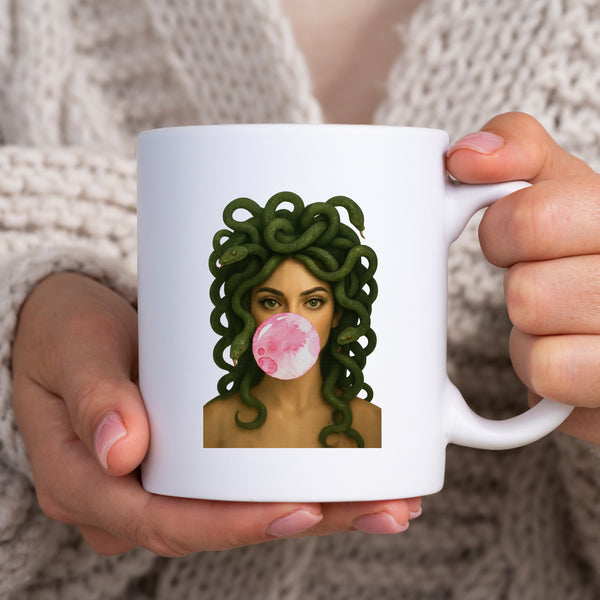 Medussa with Bubblegum, Cute Birthday Gift, Stylish Personalised Mug