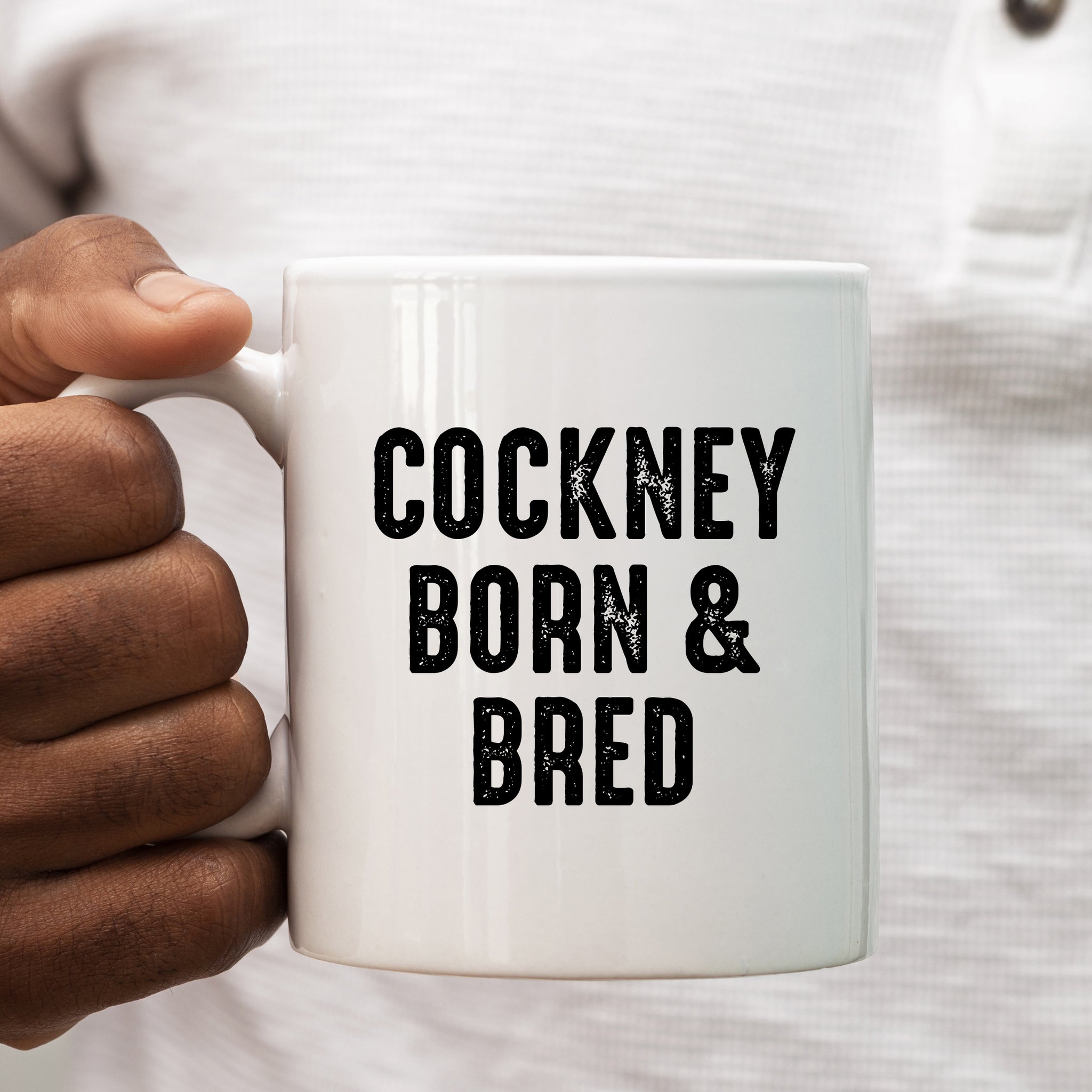 Cockney Born and Bred, Funny Londoner Customised Birthday Gift for London-Born, Personalised Mug