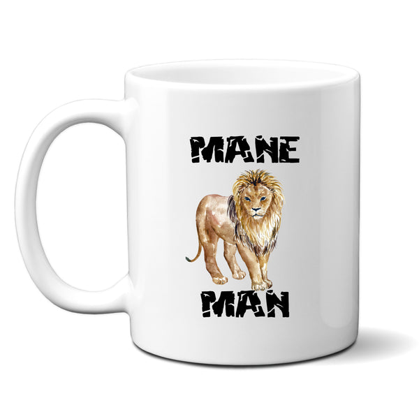 Mane Man, Funny Customised Birthday Lion Gift for Him, Personalised Mug