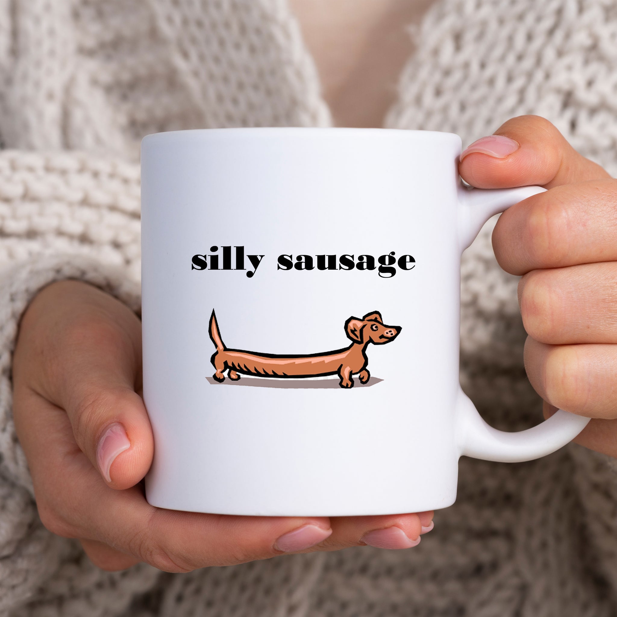 Silly Sausage Dog, Funny Customised Birthday Gift for Her, Personalised Pet Mug