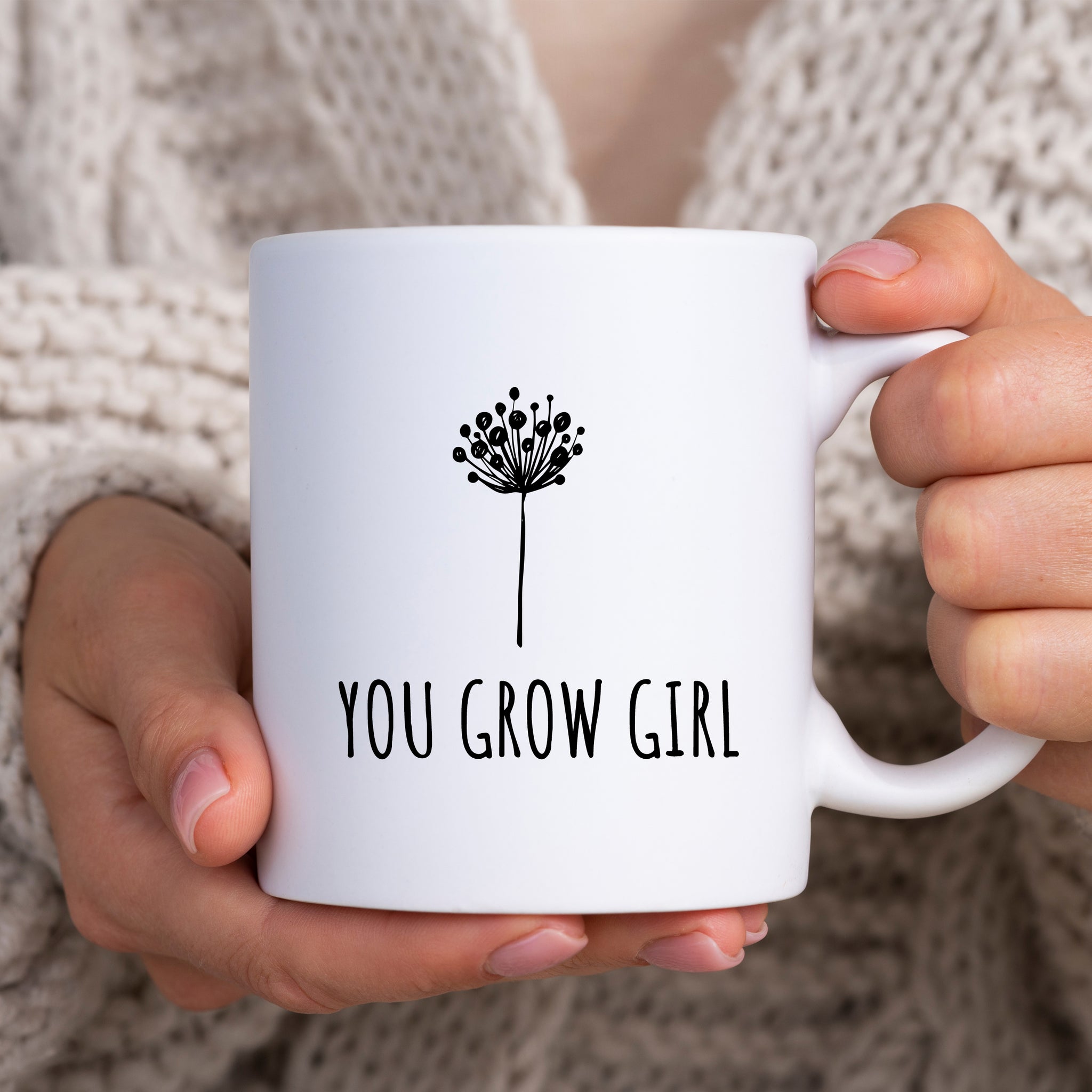 You Grow Girl, Fun Customised Birthday Gift for Her, Personalised Motivational Mug