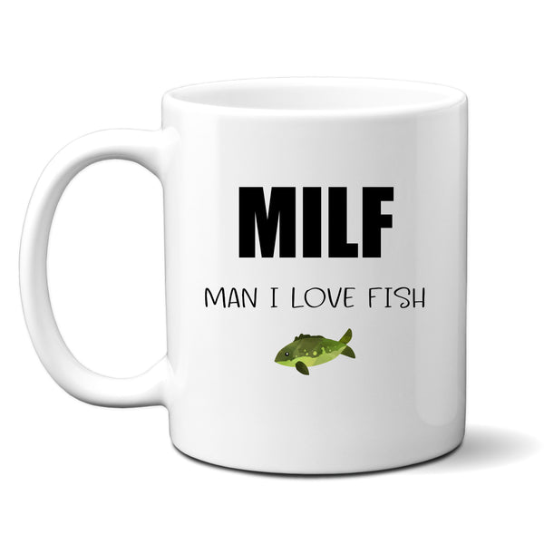 Milf, Man I Love Fish, Funny Fishing Birthday Gift, Personalised Mug