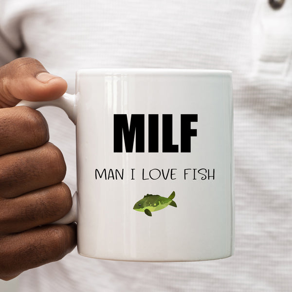 Milf, Man I Love Fish, Funny Fishing Birthday Gift, Personalised Mug