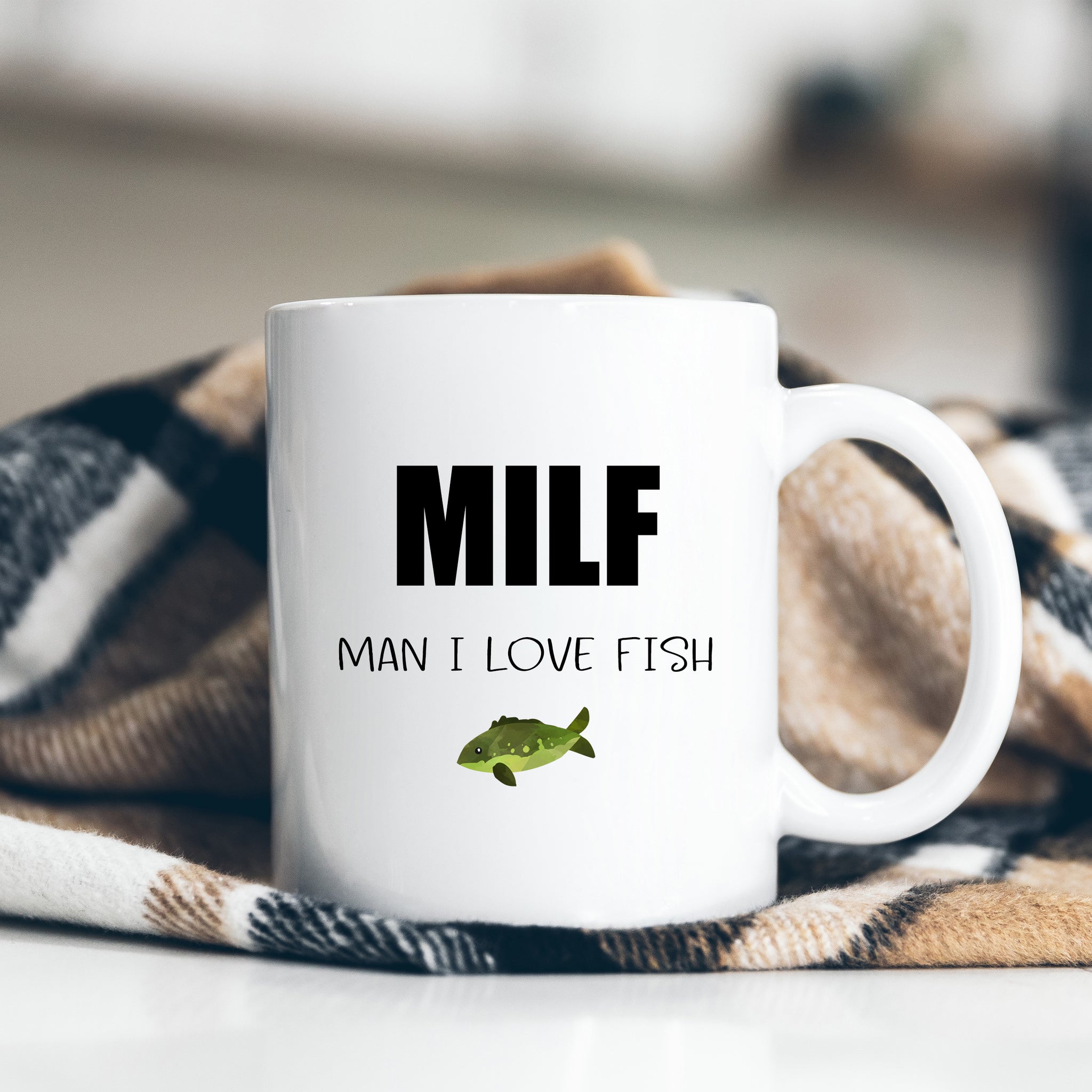 Milf, Man I Love Fish, Funny Fishing Birthday Gift, Personalised Mug