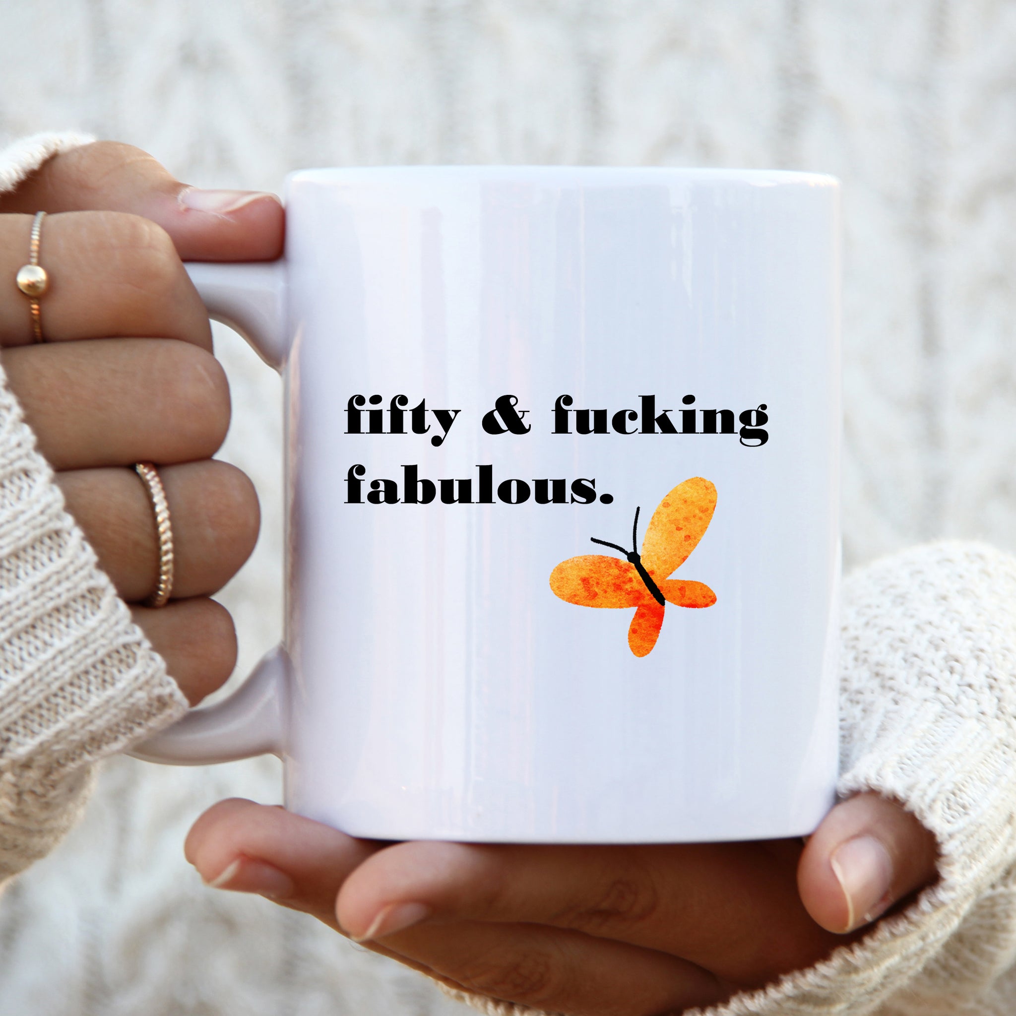 Fifty and Fucking Fabulous, Fun and Offensive Customised Birthday Gift, Personalised Mug