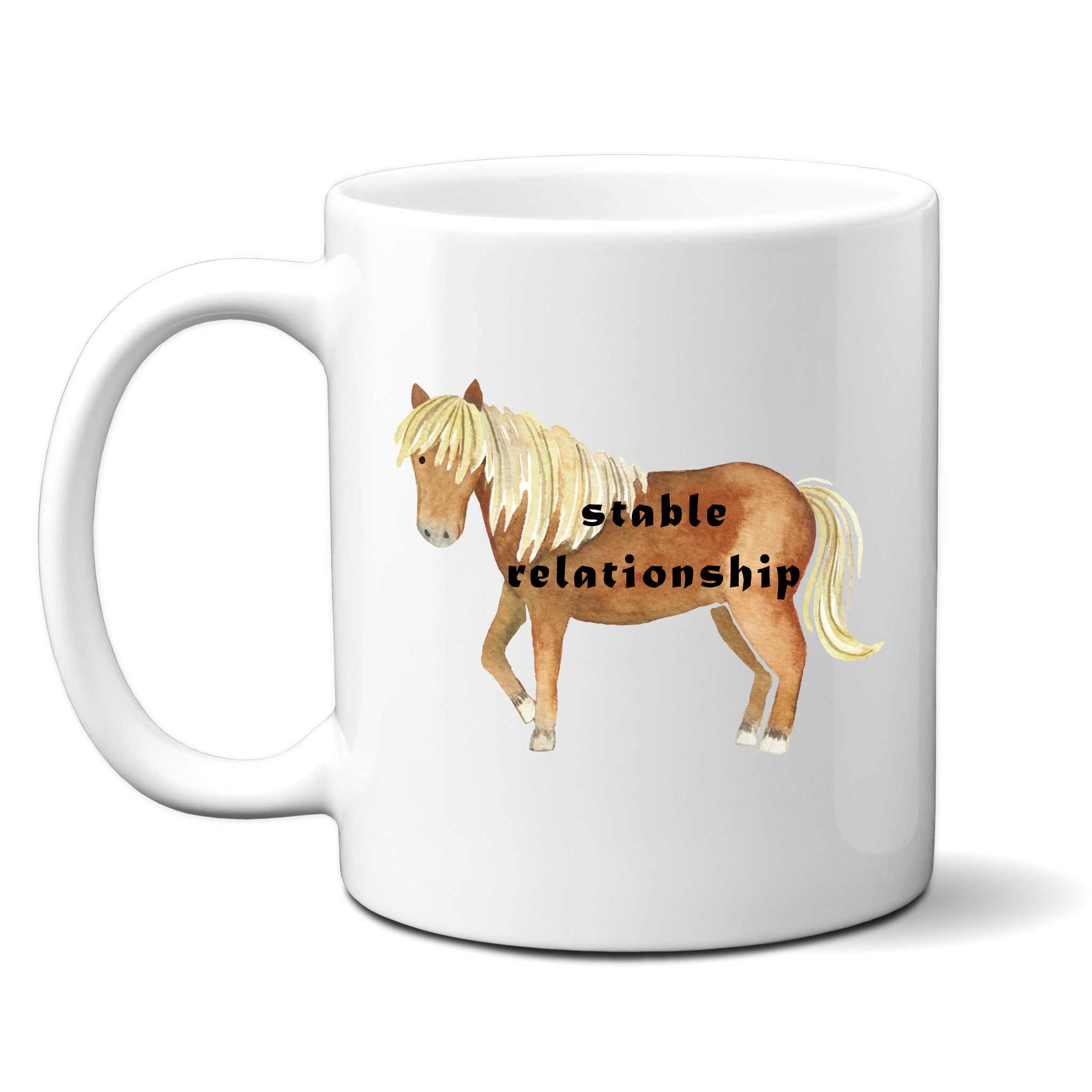 Stable Relationship, Funny Birthday Gift with Brown Horse, Personalised Mug