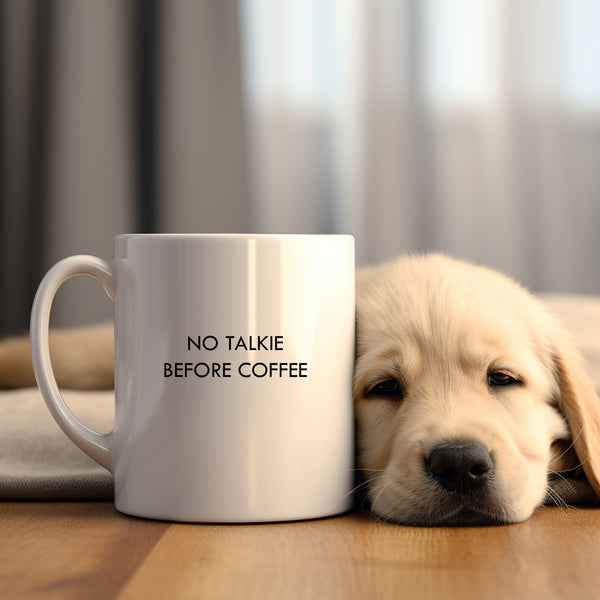 No Talkie Before Coffee Mug, Funny Personalised Gift Cup