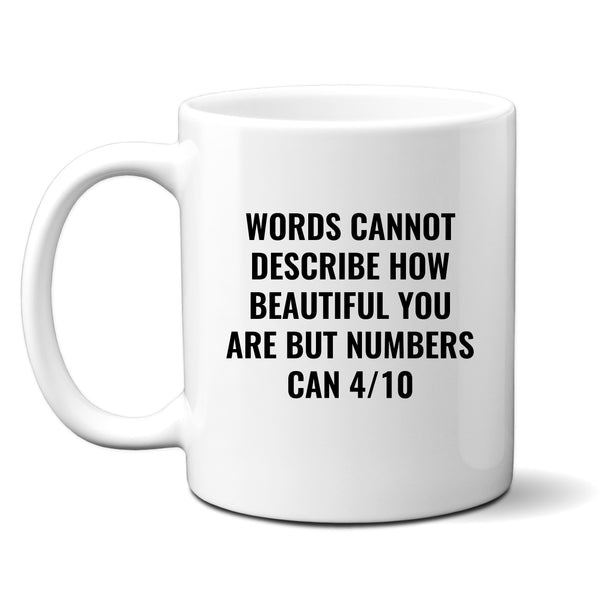 Words Cannot Describe How Beautiful You Are, Funny Offensive Birthday Gift, Personalised Mug