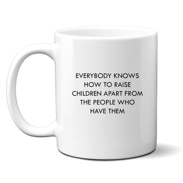 Everybody Knows How To Raise Children Mug, Funny Personalised Gift Cup