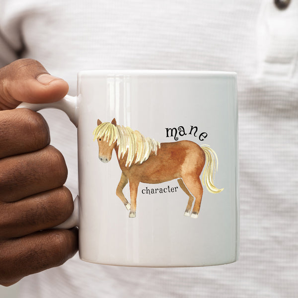 Mane Character, Funny Birthday Gift with Brown Horse Design, Personalised Mug