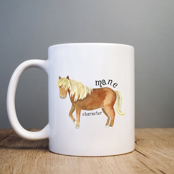 Mane Character, Funny Birthday Gift with Brown Horse Design, Personalised Mug