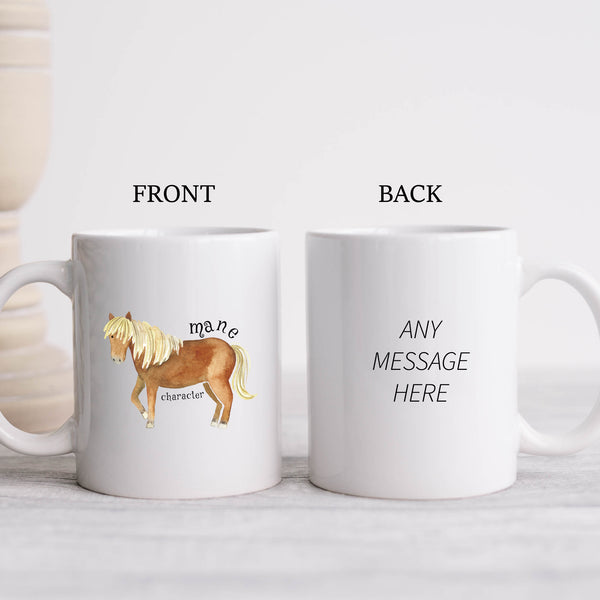 Mane Character, Funny Birthday Gift with Brown Horse Design, Personalised Mug