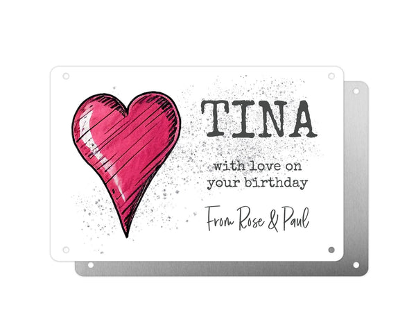 Personalised Graveside Plaque, Aluminium Bereavement Sheet, Metal Sign, Vibrant Heart, Remembrance Gift