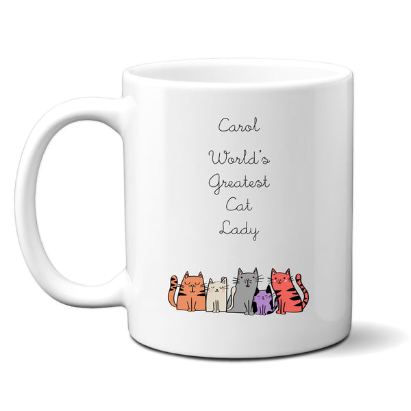 World's Greatest Cat Lady, Personalised Mug For Cat Lovers, Gift for Her