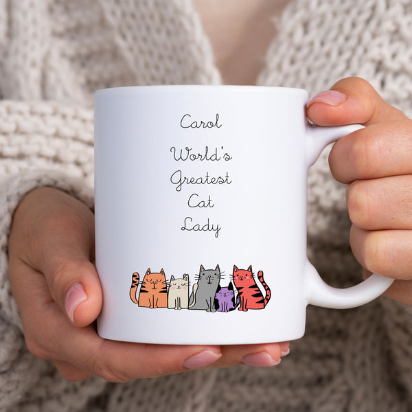 World's Greatest Cat Lady, Personalised Mug For Cat Lovers, Gift for Her