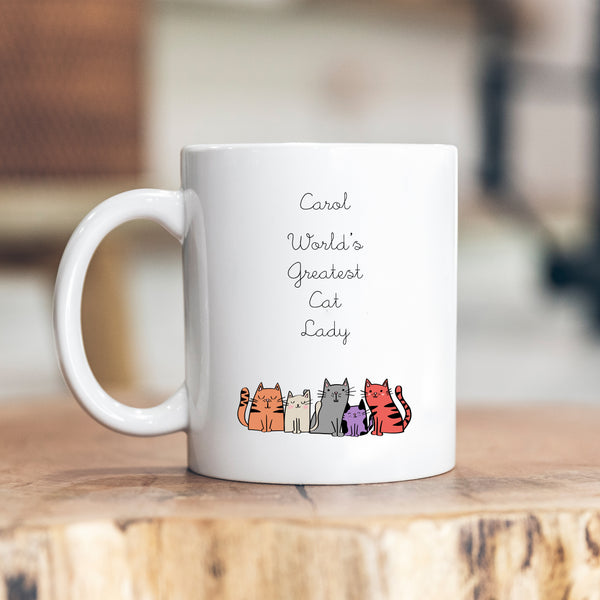 World's Greatest Cat Lady, Personalised Mug For Cat Lovers, Gift for Her