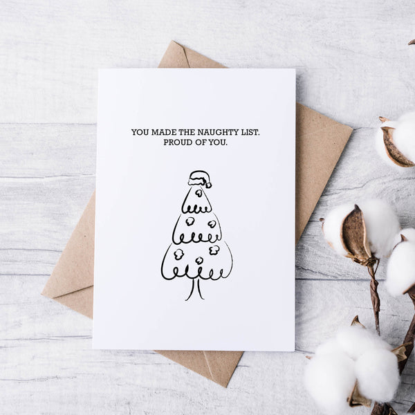Naughty List Christmas Cards – Set of 5 | Funny, Cheeky & Minimal Holiday Card Pack