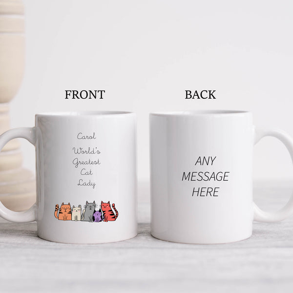 World's Greatest Cat Lady, Personalised Mug For Cat Lovers, Gift for Her