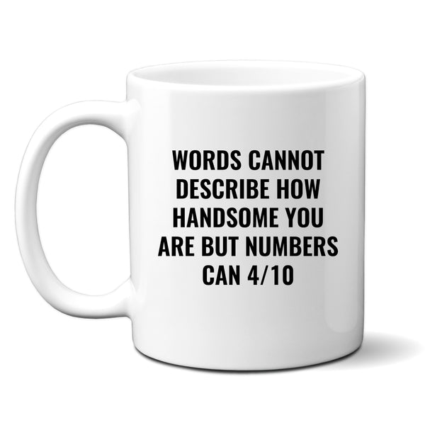 Words Cannot Describe How Handsome You Are, Funny Offensive Birthday Gift, Personalised Mug
