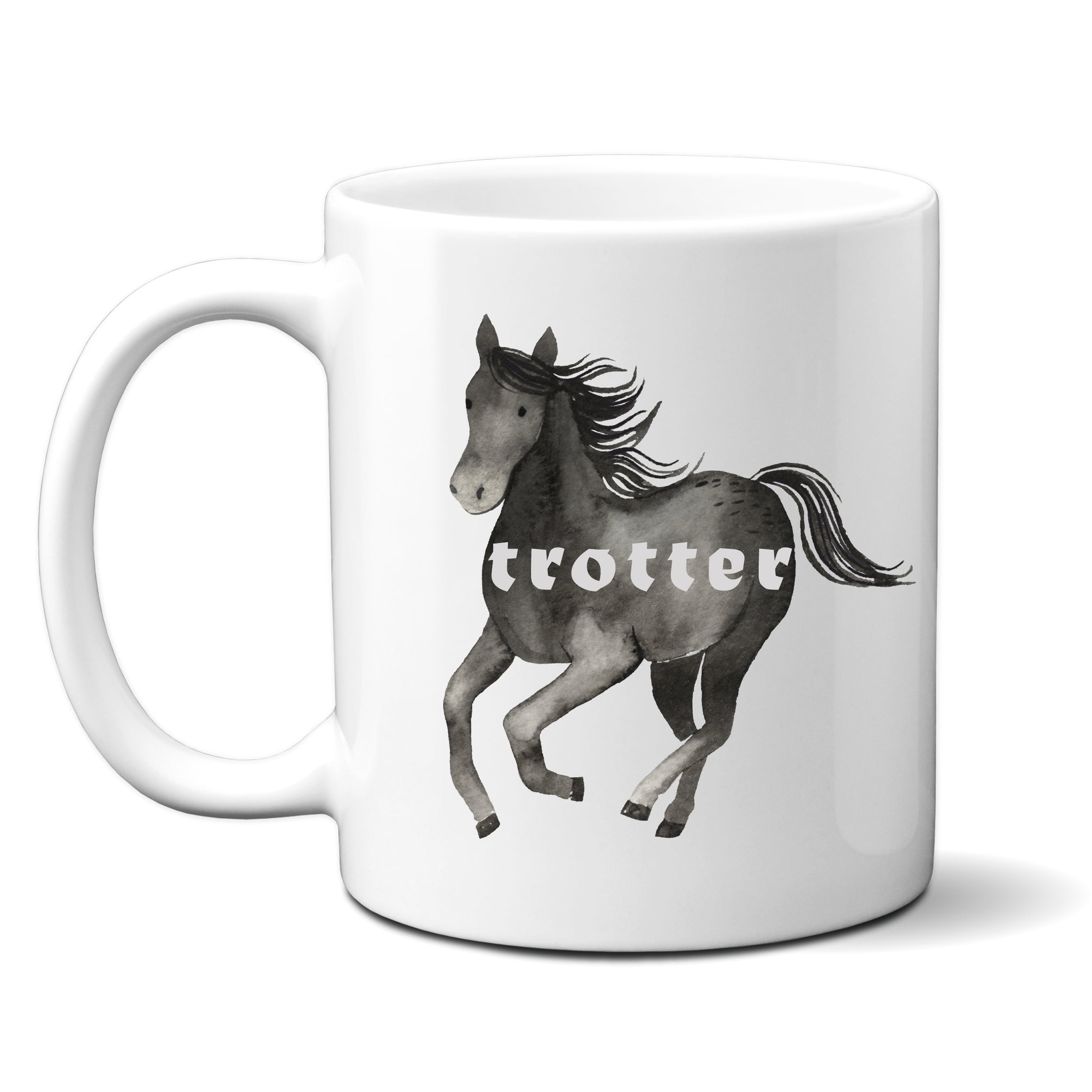 Trotter, Funny Birthday Gift with Black Horse Design, Personalised Mug
