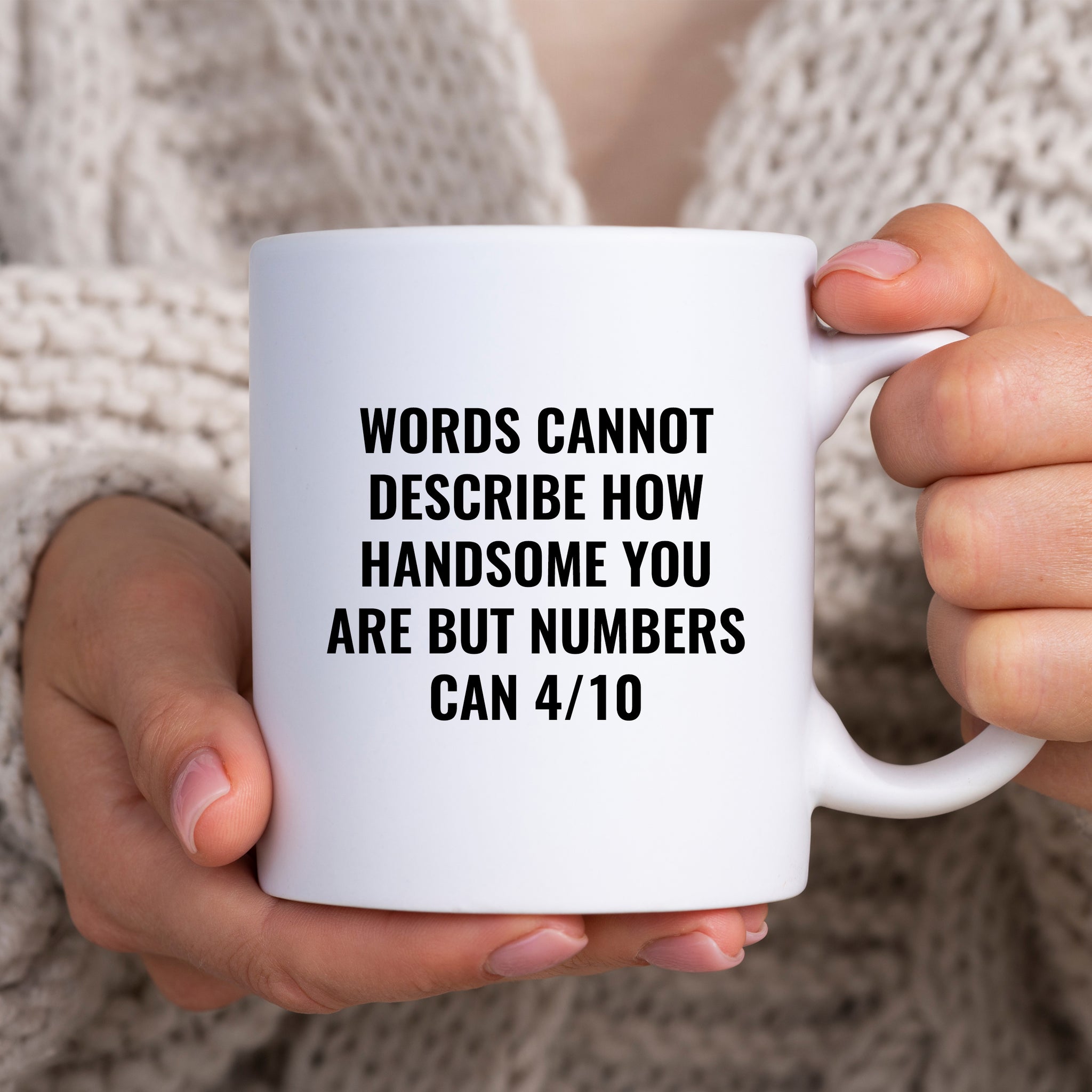 Words Cannot Describe How Handsome You Are, Funny Offensive Birthday Gift, Personalised Mug