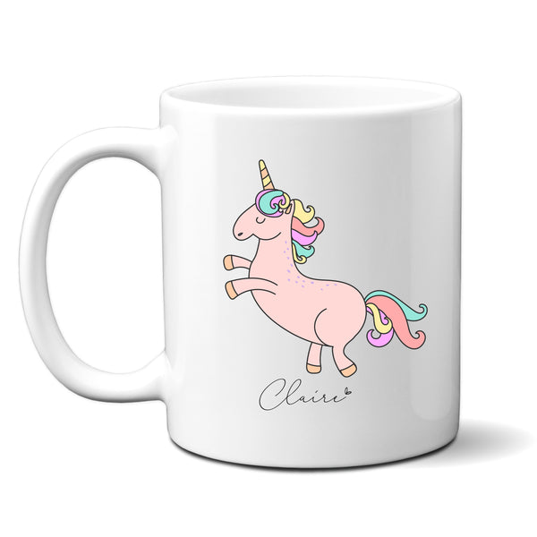 Pink Unicorn Mug with Name, Personalised Front and Back