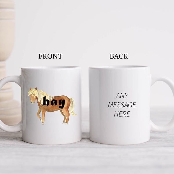 Hay, Funny Birthday Gift with Brown Horse Design, Personalised Mug