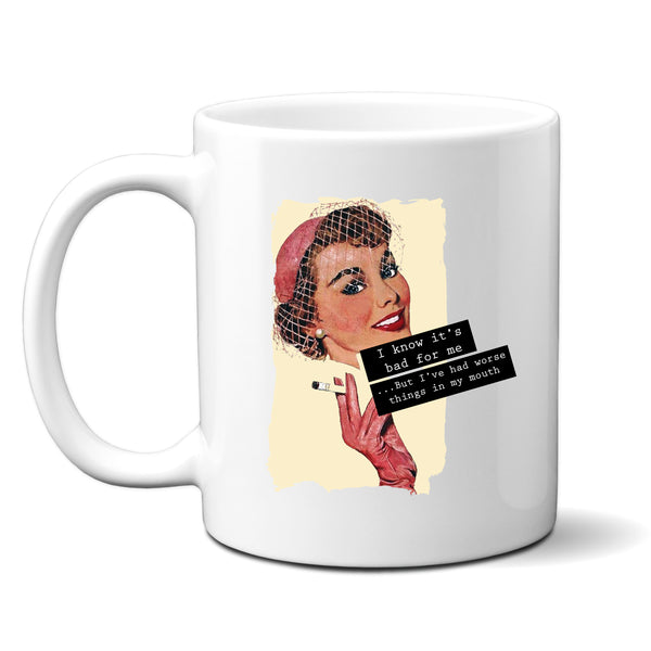 I Know It's Bad But I've Had Worse Things In My Mouth, Funny Vintage-Style Birthday Gift, Personalised Mug