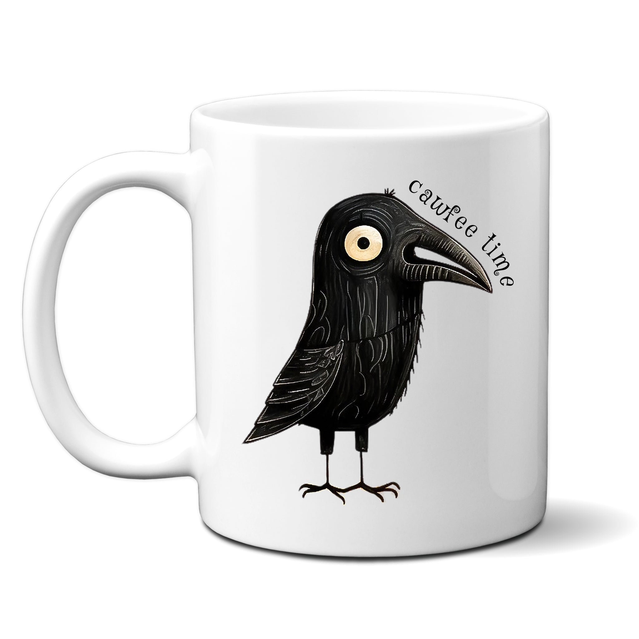 Cawfee Time, Funny Birthday Gift with Crow Design, Personalised Mug