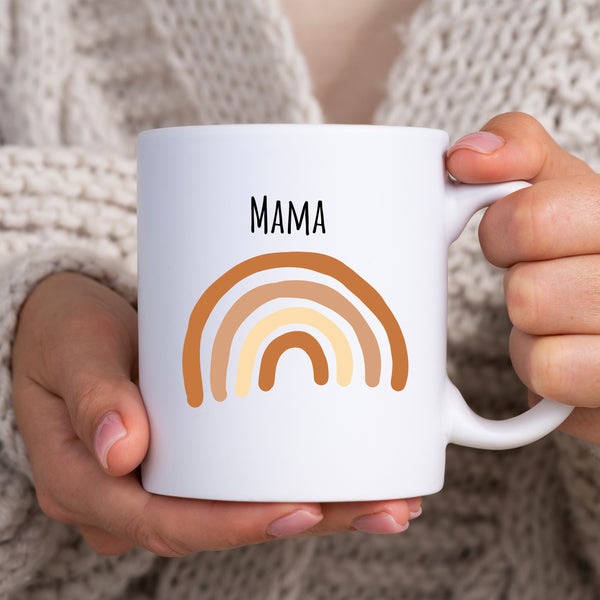 Mama, Happy Mother's Day, Neutral Colour Rainbow Gift Mug for Her