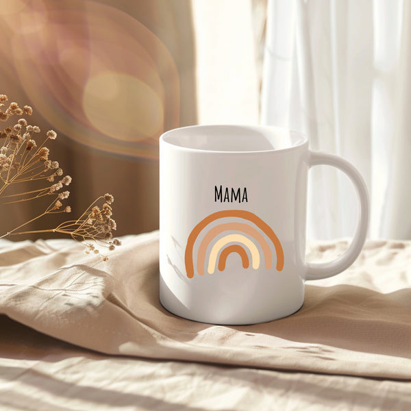 Mama, Happy Mother's Day, Neutral Colour Rainbow Gift Mug for Her