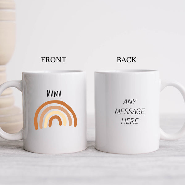 Mama, Happy Mother's Day, Neutral Colour Rainbow Gift Mug for Her