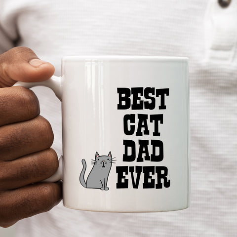 Best Cat Dad Ever Birthday Mug, Cute Tea Coffee Cup Father's Day Pet Lover