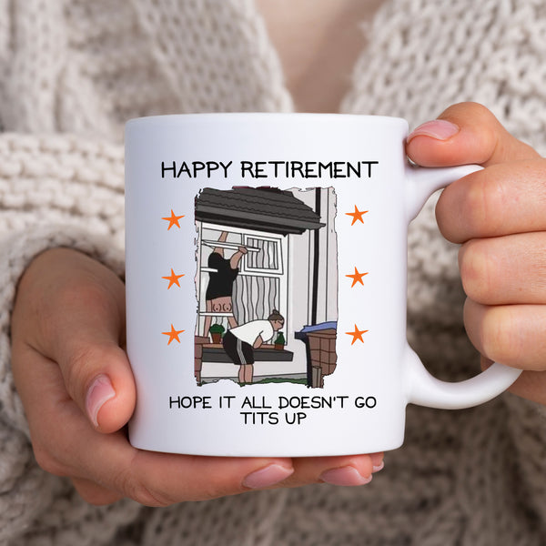 Hope It All Doesn't Go Tits Up Meme, Cute Funny Retirement Gift, Rude Personalised Mug