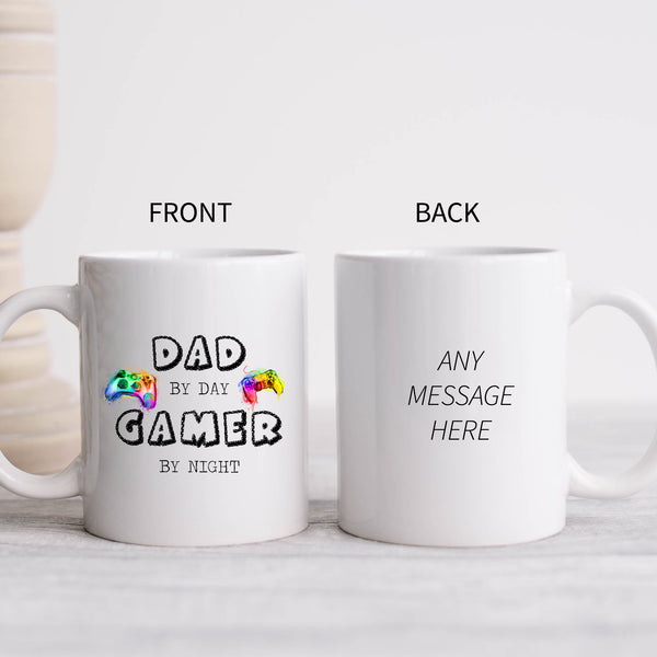Dad By Day Gamer By Night Mug, Cute Coffee Cup Father's Day Birthday