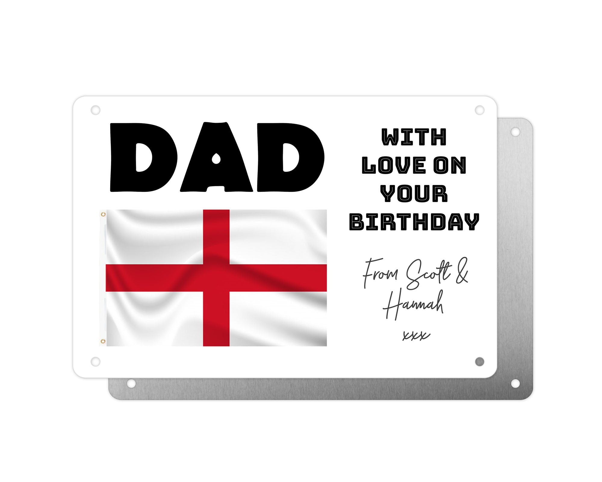 Personalised Graveside Plaque, Aluminium Bereavement Sheet, Metal Sign, England Flag, English Patriot Remembrance Gift