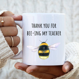 Teacher Mug, Thank You For Bee-ing My Teacher, Personalised Bumblebee Gift End of Term