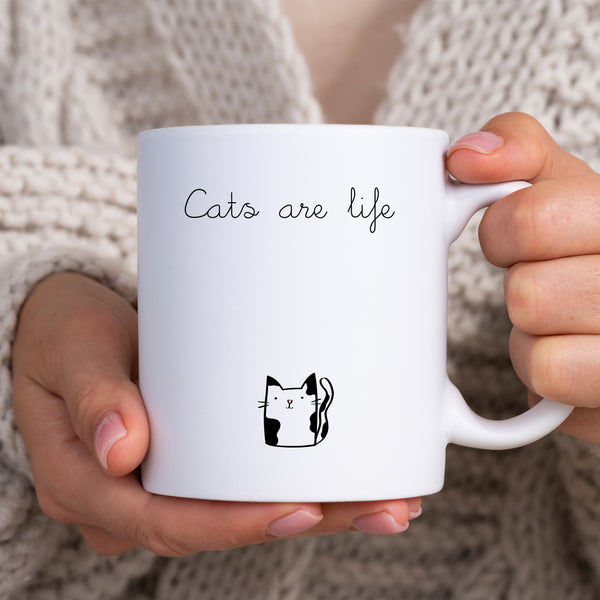 Cats Are Life, Funny, Cute Personalised Cat Mug