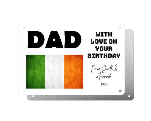 Personalised Graveside Plaque, Aluminium Bereavement Sheet, Metal Sign, Ireland Flag, Irish Patriot Remembrance Gift