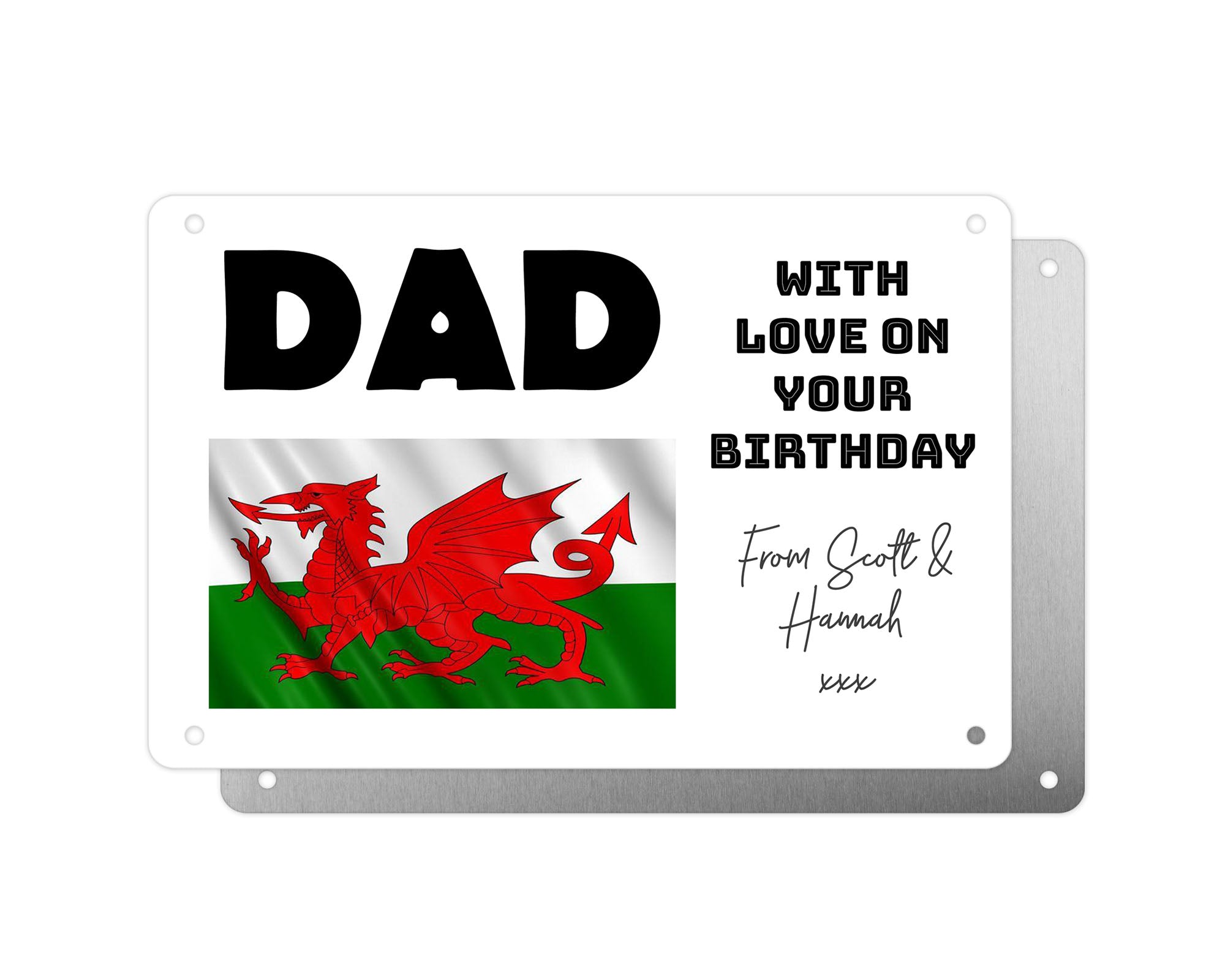 Personalised Graveside Plaque, Aluminium Bereavement Sheet, Metal Sign, Wales Flag, Welsh Patriot Remembrance Gift