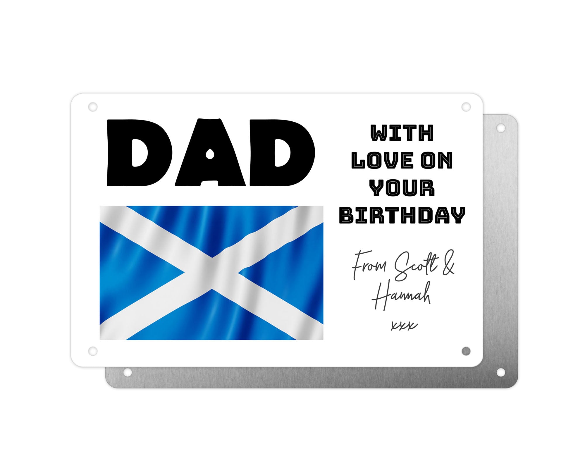 Personalised Graveside Plaque, Aluminium Bereavement Sheet, Metal Sign, Scotland Flag, Scottish Patriot Remembrance Gift