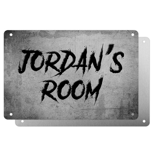 Boys Personalised Bedroom Name Plaque – Aluminium Metal Sign | Black Slash Font | Gift for Him