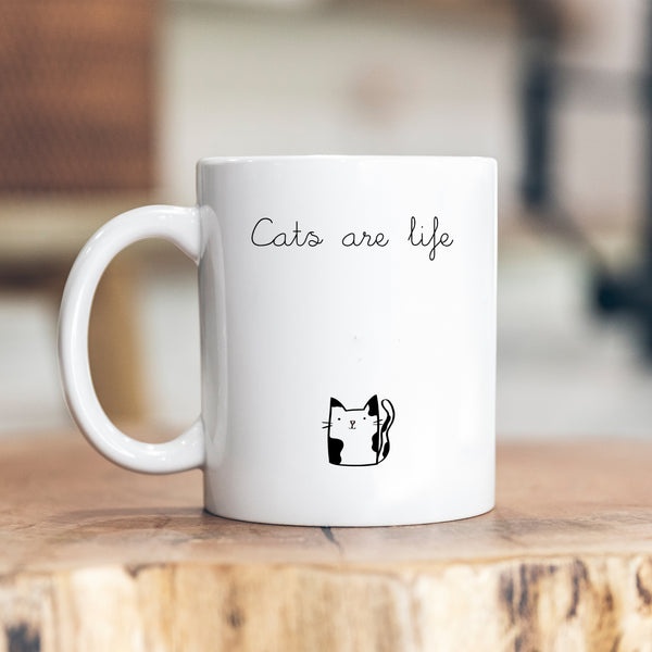 Cats Are Life, Funny, Cute Personalised Cat Mug