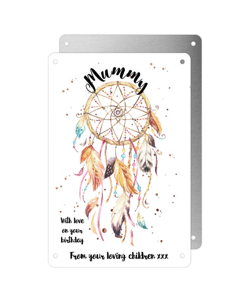 Personalised Graveside Plaque, Aluminium Bereavement Sheet, Metal Sign, Boho Dreamcatcher, Remembrance Gift