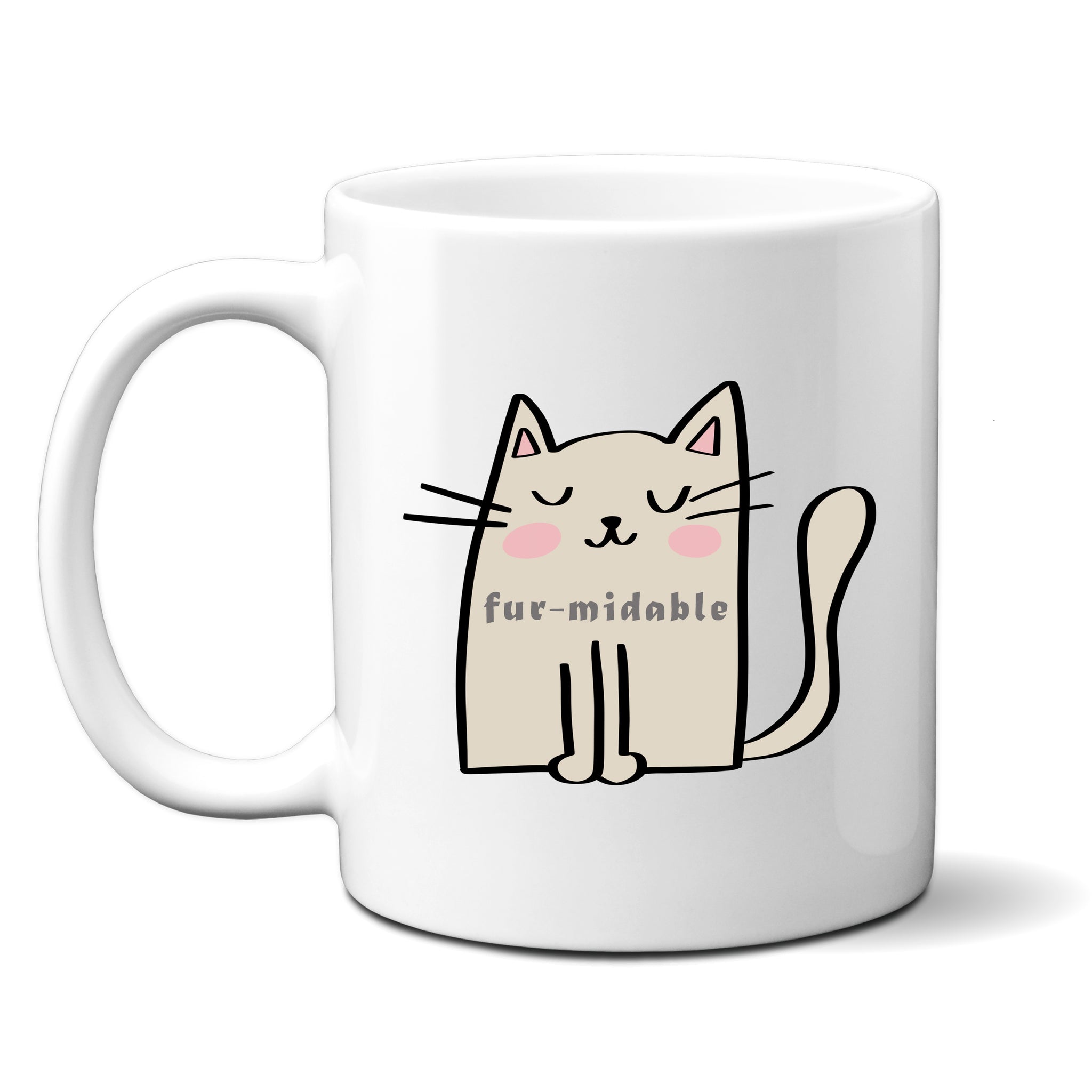 Fur-midable, Funny Birthday Gift with Cream Cat Design, Personalised Mug