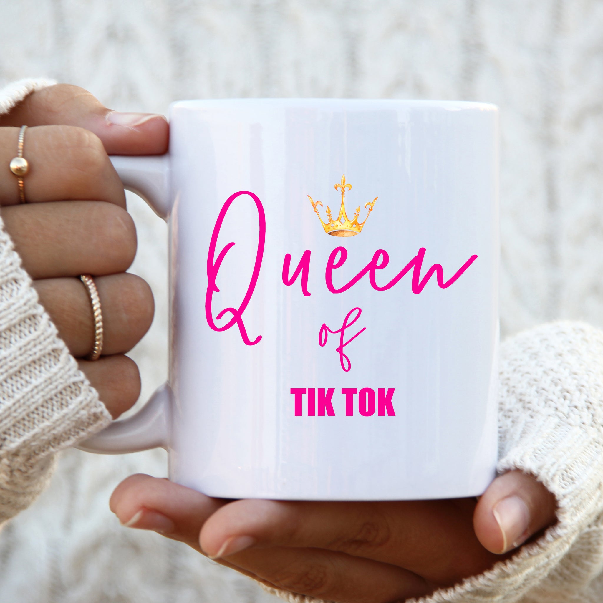 Queen of Tik Tok, Cute Funny Social Media Birthday Gift, Personalised Mug