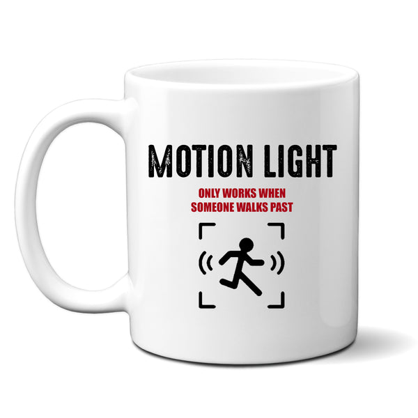 Motion Light Only Works When Someone Walks Past, Funny Offensive Birthday Gift for Tradesman or Office Colleague, Personalised Mug